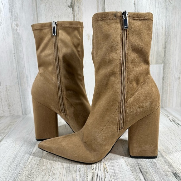 NEW Marc Fisher Larry Pointed Toe Ankle Boot In Tan #1181 - Picture 2 of 13
